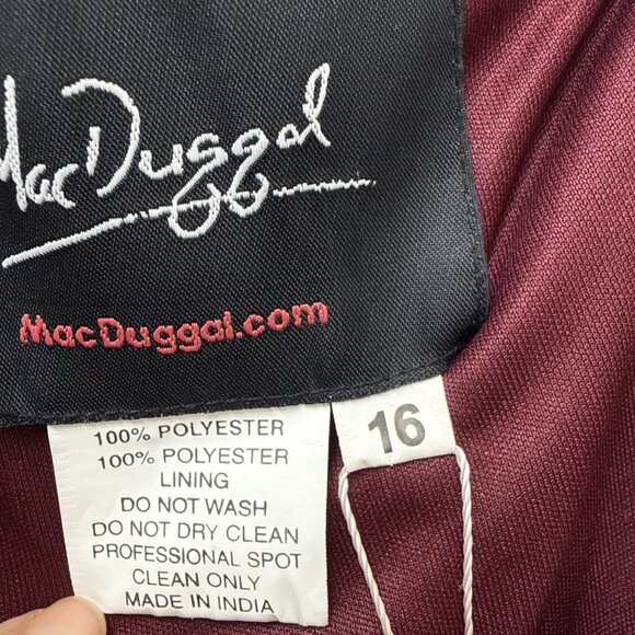 New Mac Duggal Size 16 Burgundy 93540 One-Shoulder Sequin Formal Gown Maxi Dress - Picture 7 of 12